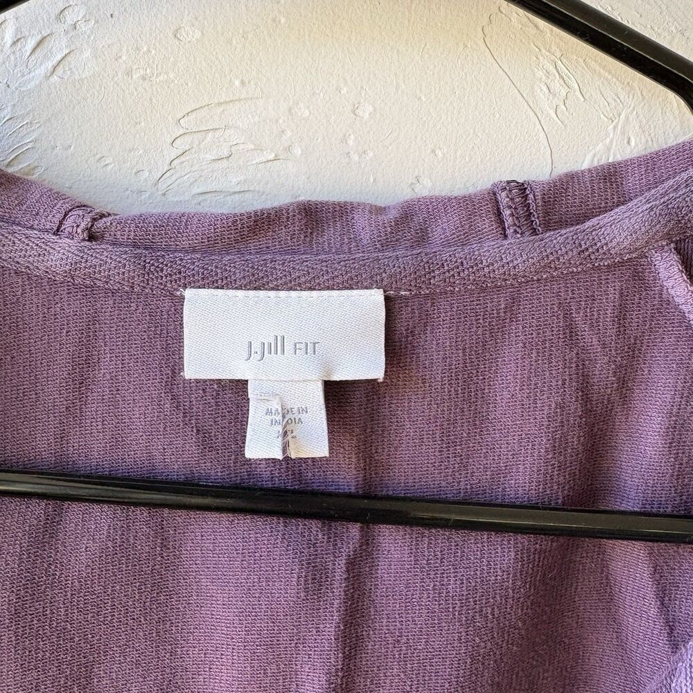 J.Jill Fit Women's Full Zip Hooded Tie-Dye Hoodie Purple/White XL 3/4 Slv - Picture 3 of 3